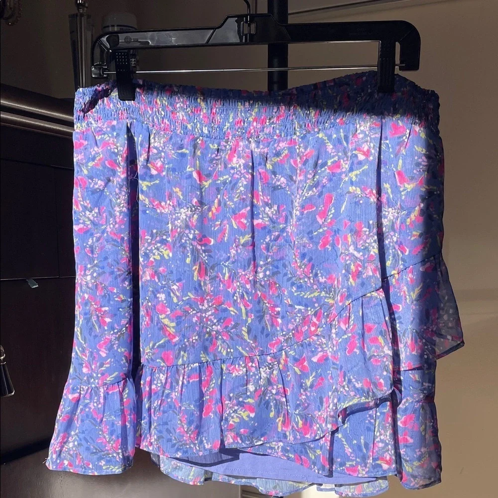 French Connection Purple and Pink Floral Mini Skirt